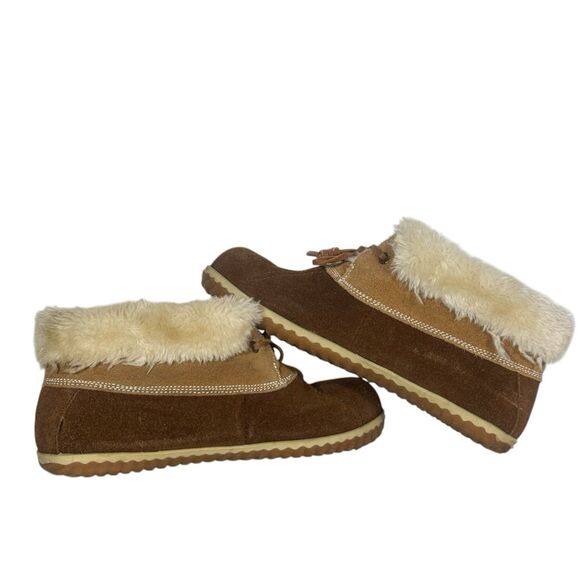 Sperry Top Sider Women’s Faux Fur Lined Duck Bootie Slipper Size 7 Whiskey Suede - Picture 5 of 10
